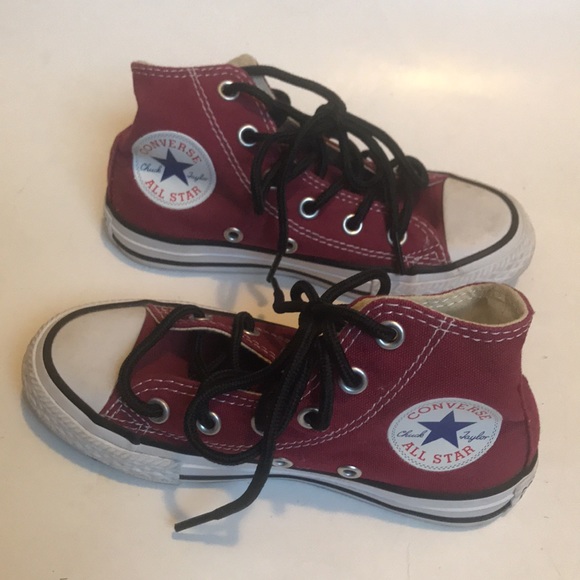 Converse Chuck Taylor all star high top lace up shoes Burgundy good condition - Picture 2 of 7